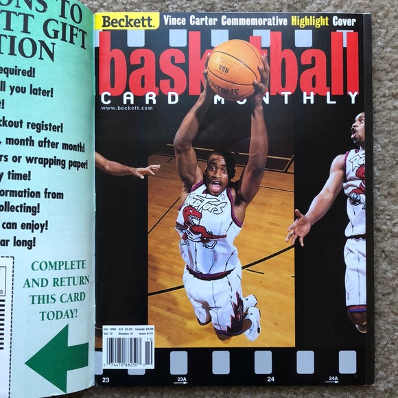 VINCE CARTER & KOBE BRYANT BECKETT BASKETBALL SPORTS CARD PRICE GUIDE OCT 1999 - Picture 1 of 10